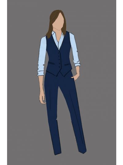 182201 - Uniform Vest Ladies Herringbone Navy (Banquet)