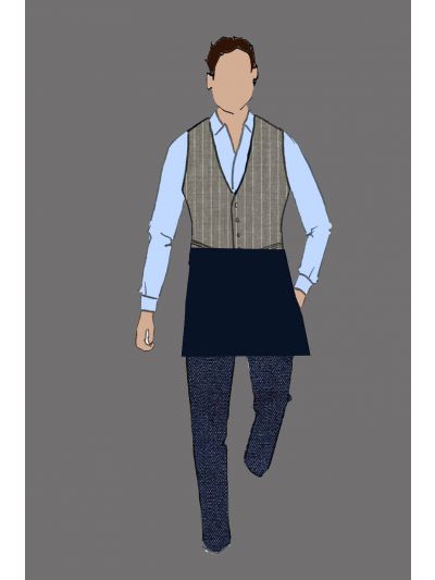 182160 - Uniform Apron Bistro Navy (3 Meal Server)